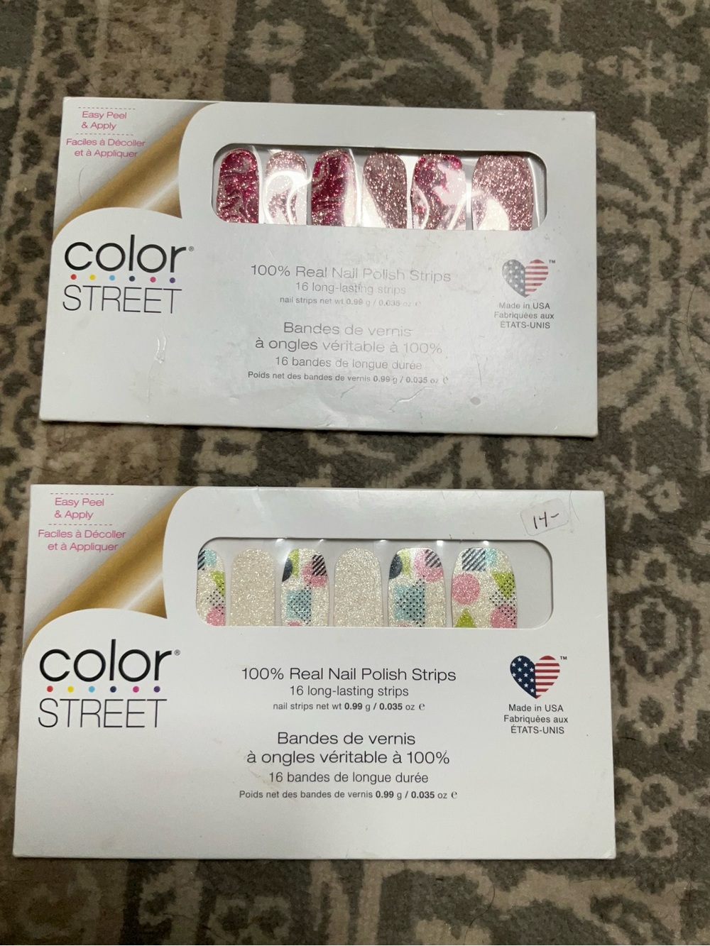 Color Street Pink Glitter & Pastel Pattern Nail Strips Duo